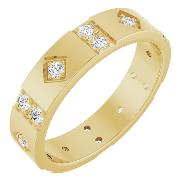 14k-yellow-gold-1/4-ctw-lab-grown-diamond-mens-accented-band