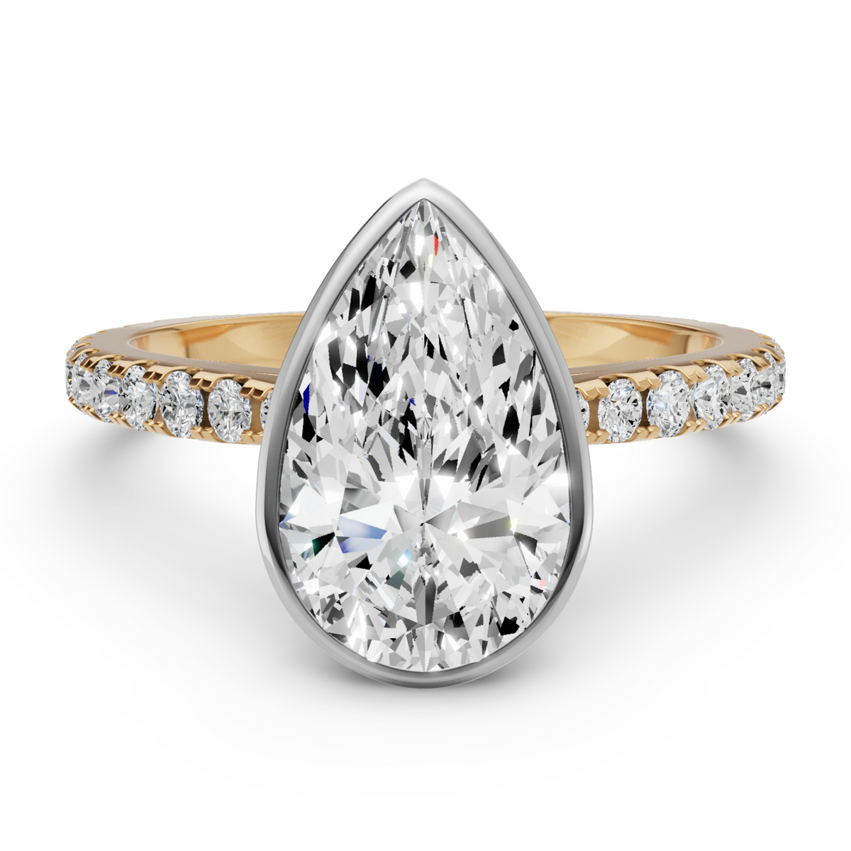 Bezel Cathedral Shank With Stones Ring