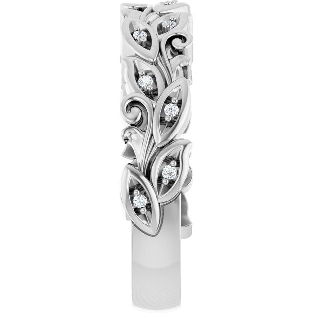 platinum-.05-ctw-lab-grown-diamond-floral-band