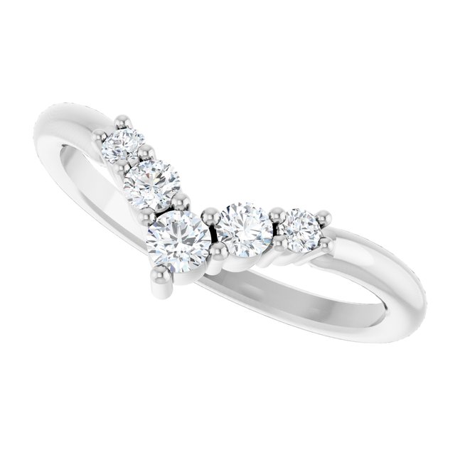 14k-white-1/4-ctw-natural-diamond-graduated-v-ring