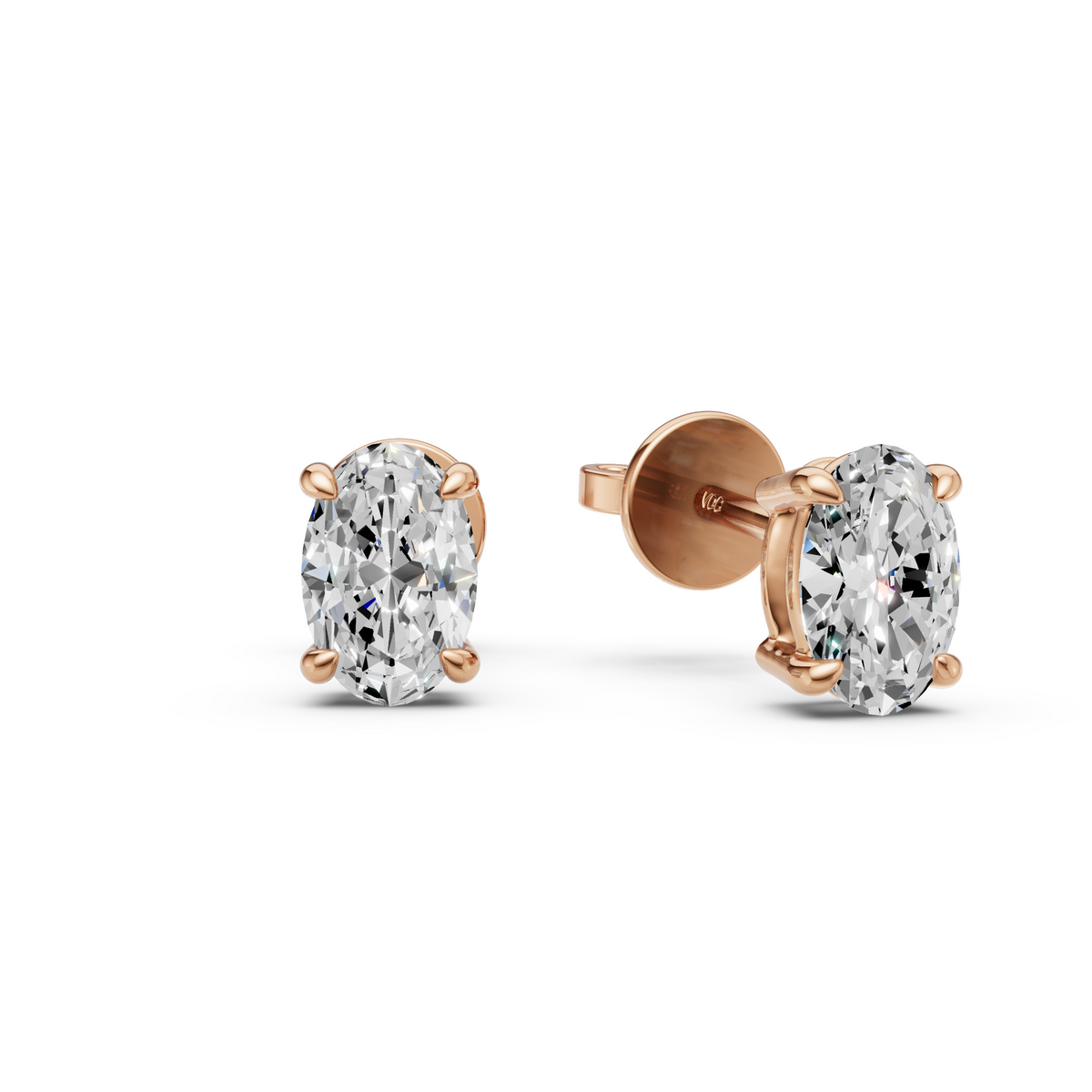 Oval Diamond Stud Earrings