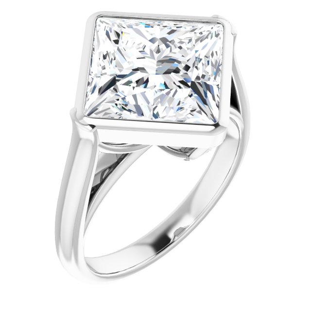 14K White 10 Square Engagement Ring Mounting
