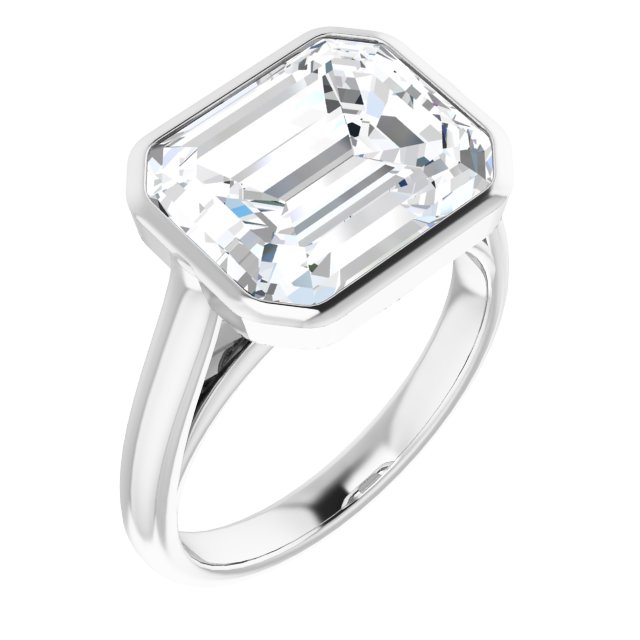 14K White Emerald Engagement Ring Mounting