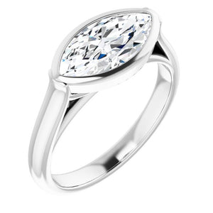 14K White Marquise Engagement Ring Mounting