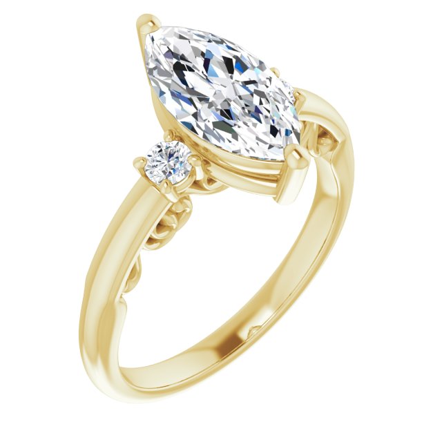 14K Yellow Marquise Engagement Ring Mounting