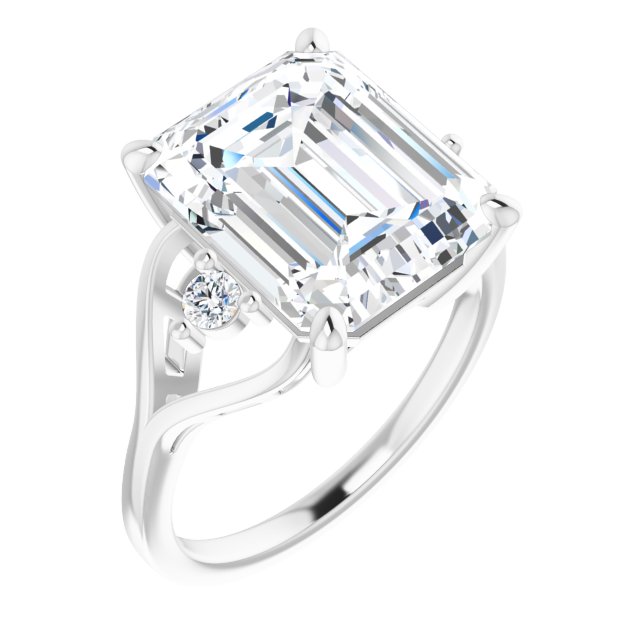 14K White Emerald Ring Mounting