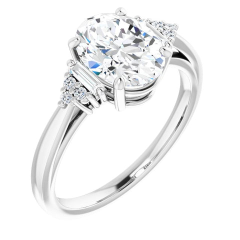 Platinum Oval Engagement Ring Mounting