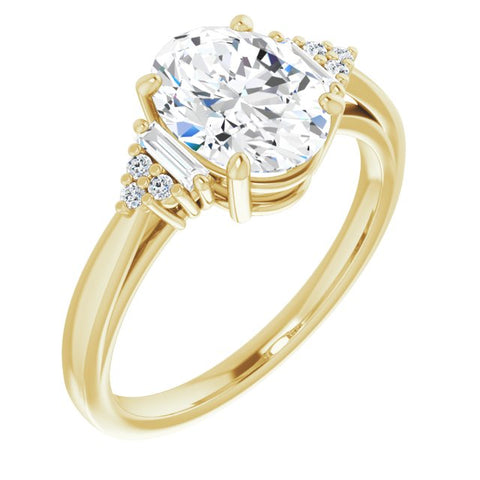 14K Yellow Oval Engagement Ring Mounting