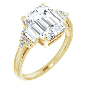 14K Yellow Emerald Engagement Ring Mounting