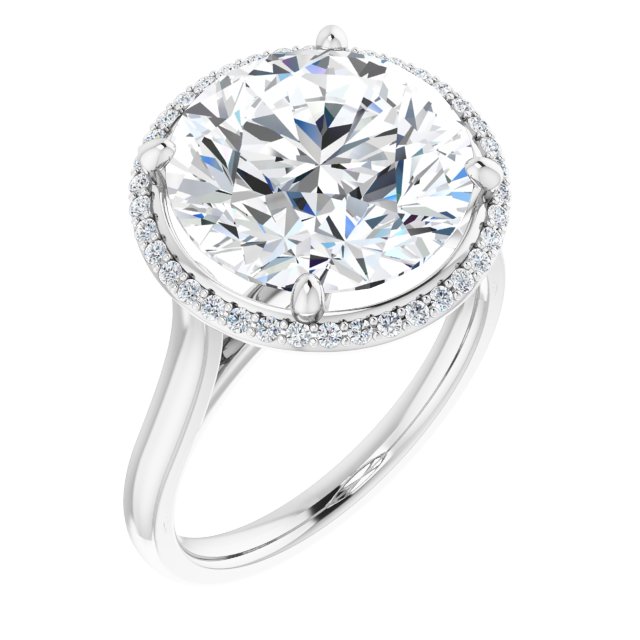 14K White 12 Round Halo-Style Engagement Ring Mounting