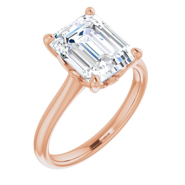 14K Rose Emerald Engagement Ring Mounting