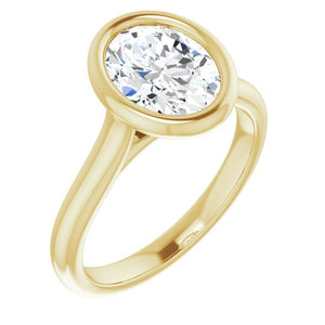 14K Yellow Oval Engagement Ring Mounting