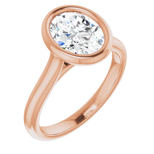 14K Rose Oval Engagement Ring Mounting