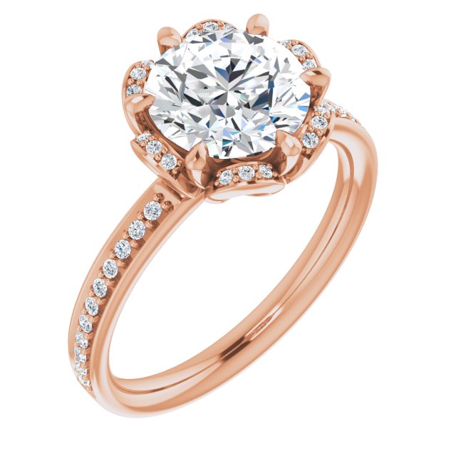 14K Rose 8 Round Floral-Inspired Engagement Ring Mounting