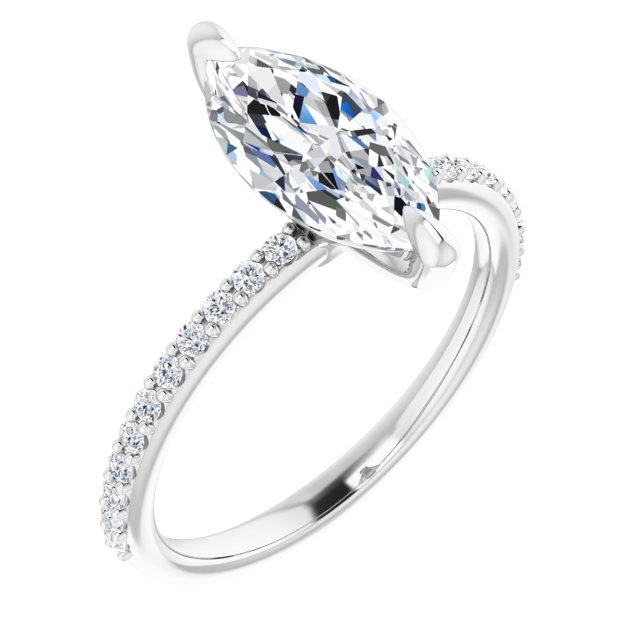 18K White Marquise Engagement Ring Mounting